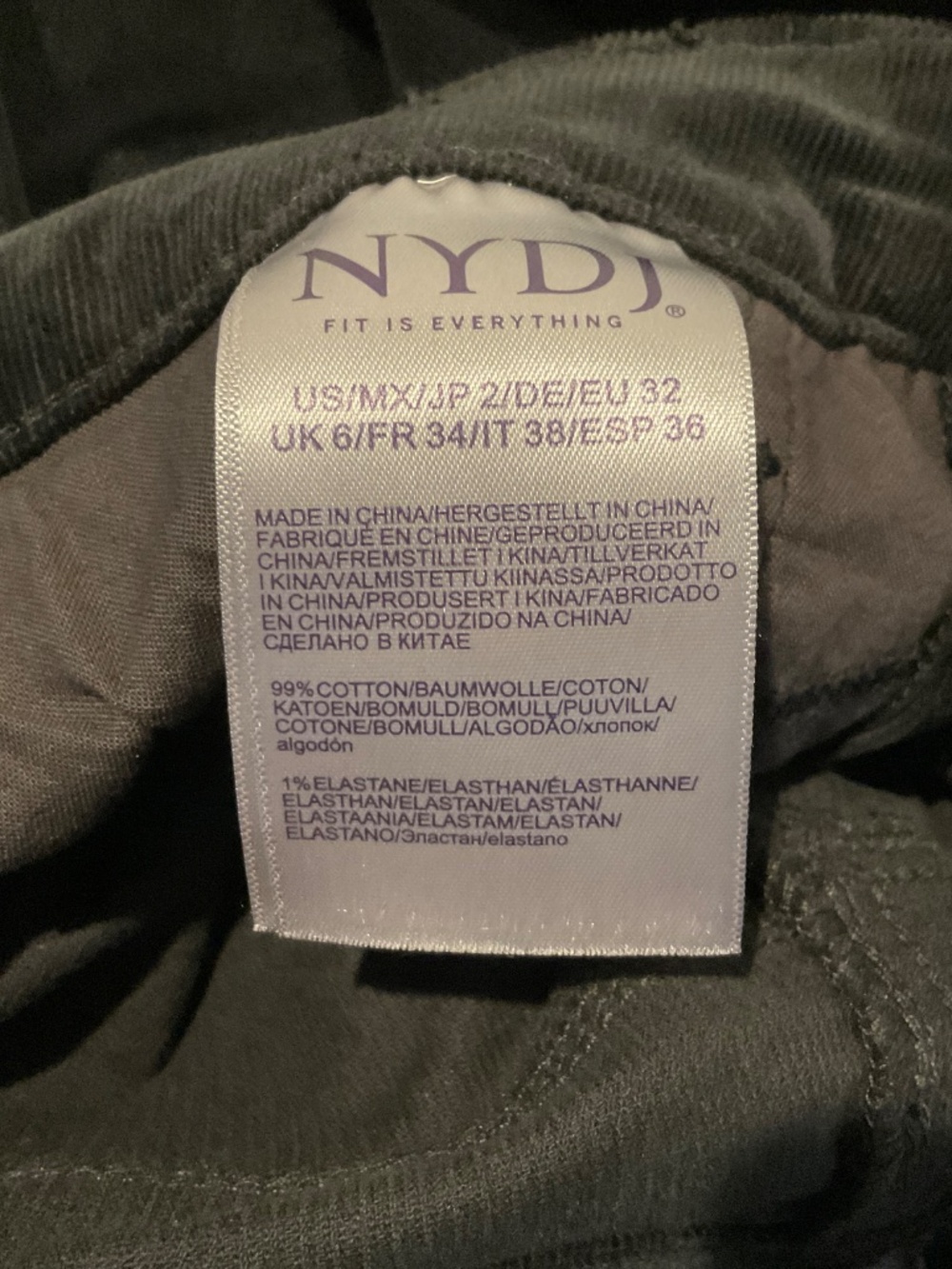 NWT NYDJ Marilyn Straight Jeans Black Corduroy size 2 - Picture 8 of 8